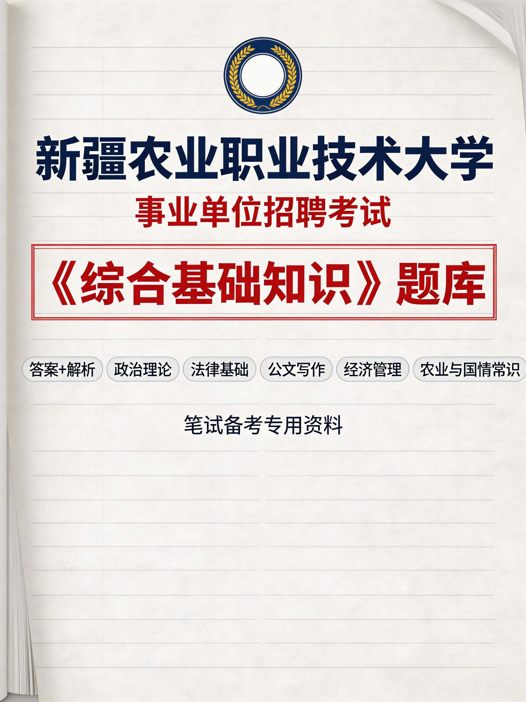 新疆农业职业技术大学事业单位招聘考试《综合基础知识》题库(答案+解析)